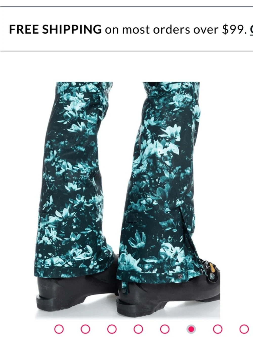 Roxy Nadia Printed Flower Women's Snowboard Pants - True Black Akio, Size Large - Picture 4 of 15
